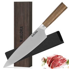 Chef Knife - 8-Inch Professional Japanese Kitchen Knife, Ultra Sharp Gyuto Knife Full Tang Ergonomic Natural Wood Handle, Cooking Knife With Gift