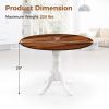 Solid Wood Round 40-inch Kitchen Dining Table with White Legs and Brown Top