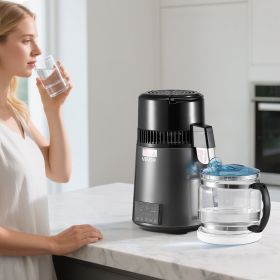 4L Water Distiller Home Countertop Purifier Machine 1750W Stainless Steel Glass (Option: Grey)