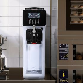 Commercial Ice Cream Machine, 10.6 QT/H Yield, 1000W Single Flavor Countertop Soft Serve Ice Cream Maker, With 4L Hopper 1.6L Cylinder, LCD Panel (Option: White)