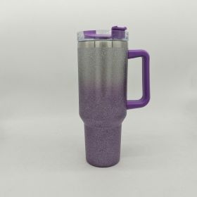 Large Capacity Double-layer Stainless Steel Vacuum Insulation Cup (Color: Gradient Purple)
