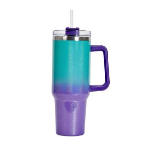 Large Capacity Double-layer Stainless Steel Vacuum Insulation Cup (Color: Blue Purple)