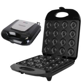 1Pc Mini Donut Maker Machine For Kids Snack Breakfast Desserts With 16 Doughnuts Holes Non Stick Coating Double-Side Heating Plates Overheating P (Option: Black)