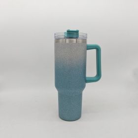 Large Capacity Double-layer Stainless Steel Vacuum Insulation Cup (Color: Gradient Green)