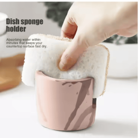 Diatom Mud Sponge Rack Kitchen & Bathroom Sink Caddy For Sponges Scrubbers (Color: Brown)