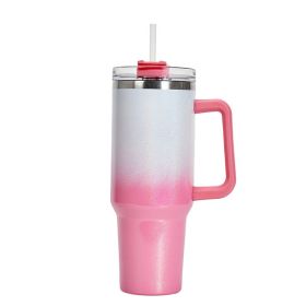 Large Capacity Double-layer Stainless Steel Vacuum Insulation Cup (Color: White Pink)