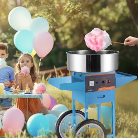 Electric Cotton Candy Machine With Cart, 1000W Commercial Candy Floss Maker With Stainless Steel Bowl, Sugar Scoop And Drawer, Perfect For Home, (Option: Blue)