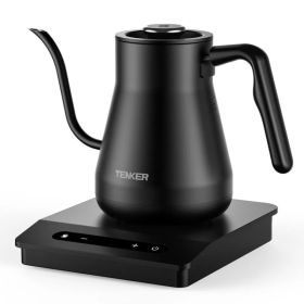 Electric Gooseneck Kettle Temperature Control Pour-Over Tea Kettle For Coffee Brewing;  Stainless Steel Inner;  1300W Rapid Heating; Water Boilin (Option: Black)