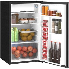 3.2 Cu.Ft Mini Fridge with Freezer, Single Door Compact Refrigerator with Adjustable Thermostat, Shelf and Reversible Door for Bedroom, Dorm, Ho (Option: Black-510x465x885 mm)
