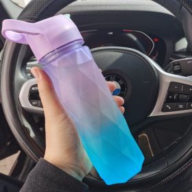 Spray Water Bottle For Girls Outdoor Sport Fitness Water Cup Large Capacity Spray Bottle Drinkware Travel Bottles Kitchen Gadgets (Color: Purple and blue gradient)